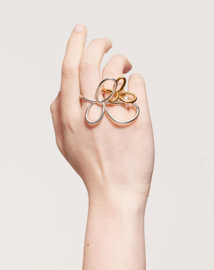 Flower Double Ring | 23k Gold Plated