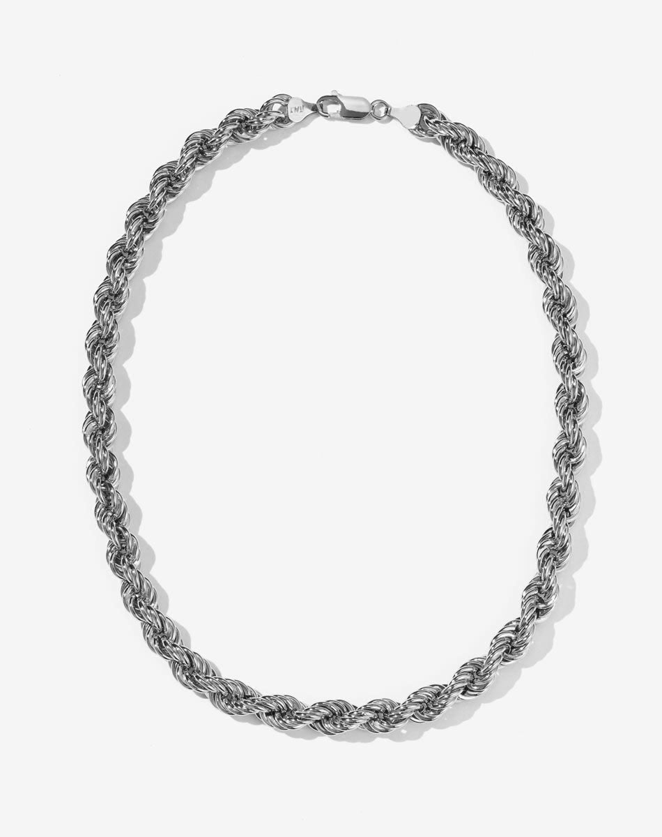 Mens silver deals rope necklace