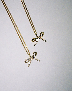 Bow Charm Necklace | 23k Gold Plated