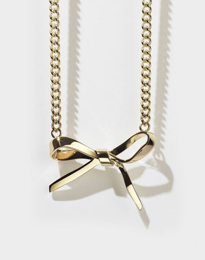 Bow Necklace Large | 23k Gold Plated