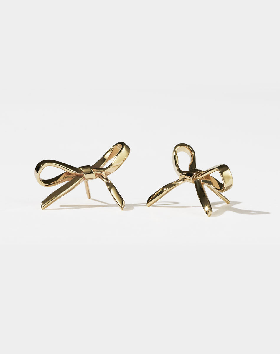 Bow Stud Earrings Medium | 23k Gold Plated