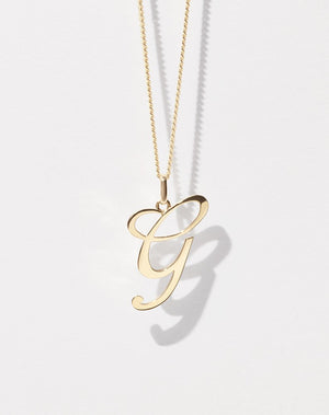 Cursive Letter Charm Necklace | 9ct Solid Gold