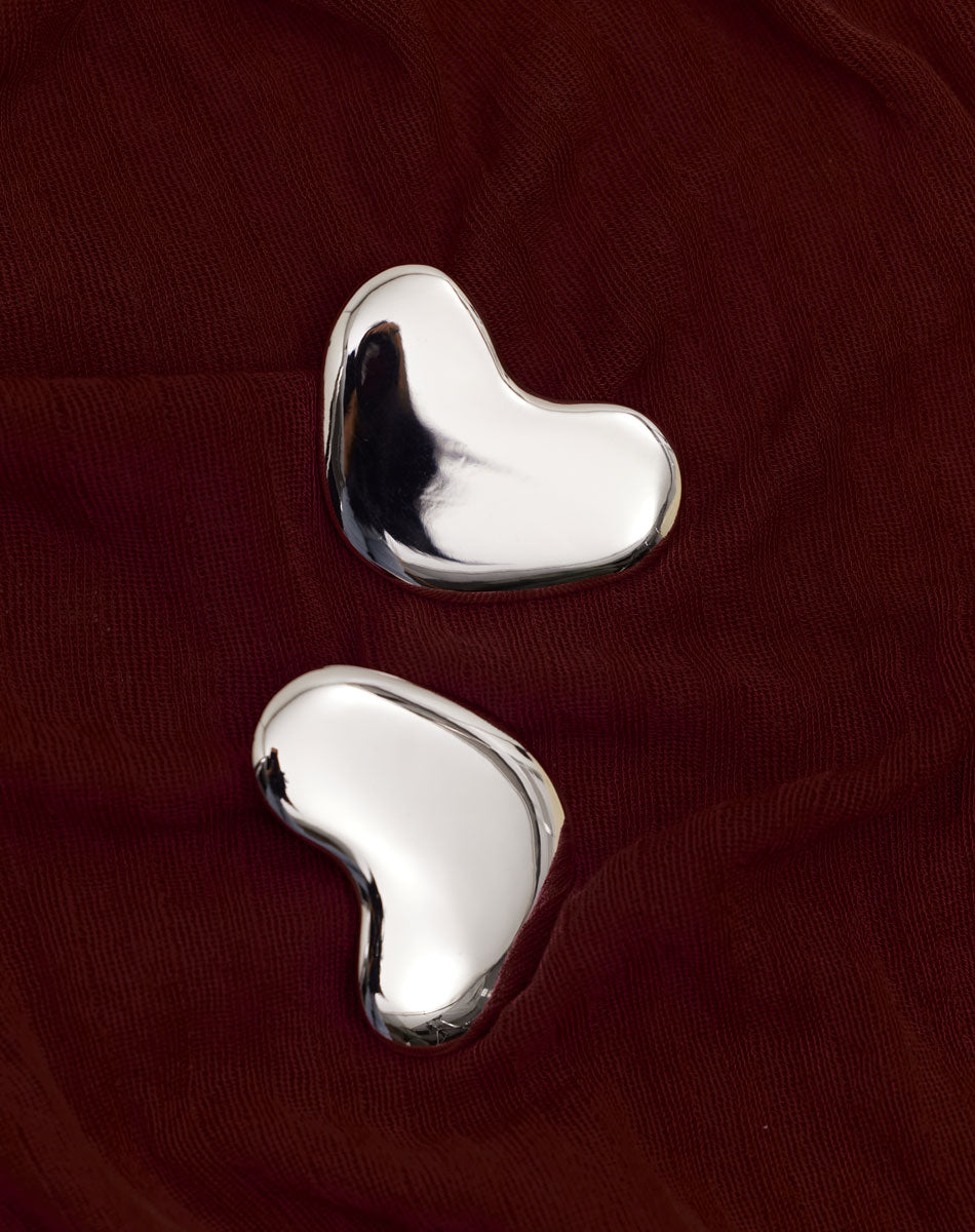 Lava Heart Earrings Large | Sterling Silver