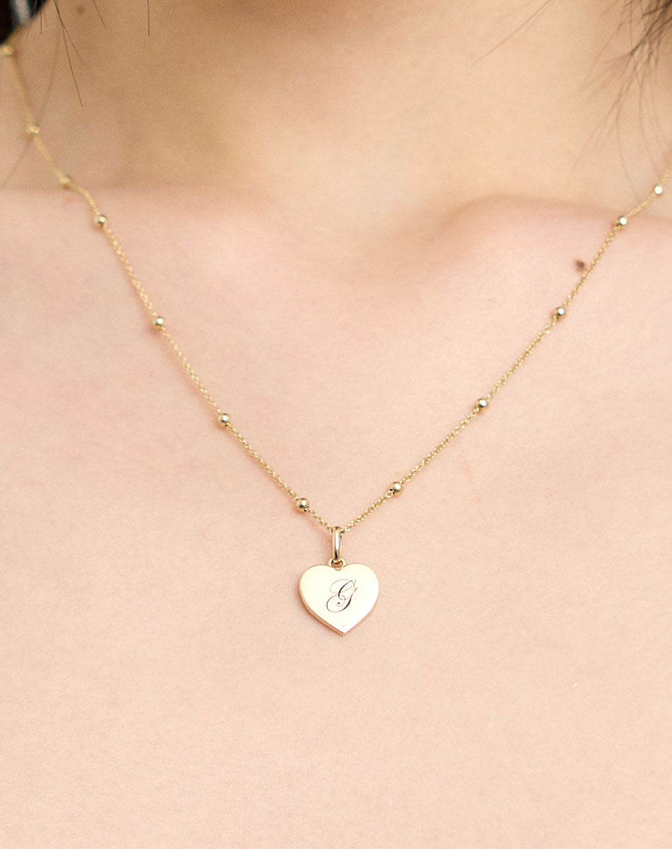 Sweetheart Charm with Till Death Engraving on Ball Chain | 9ct Solid Gold