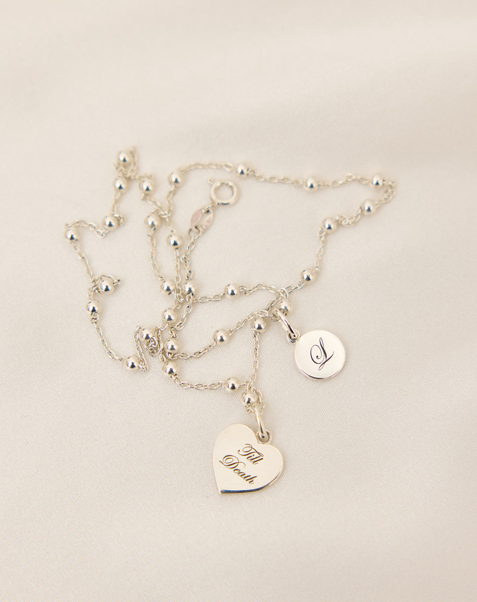 Lover Charm with Engraving on Fine Chain | 9ct Solid Gold