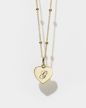 Sweetheart Charm with Letter Engraving on Ball Chain | 9ct Solid Gold