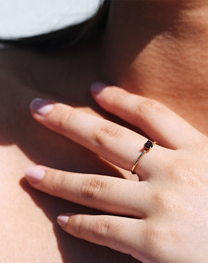 Micro Heart Jewel Ring | 23k Gold Plated