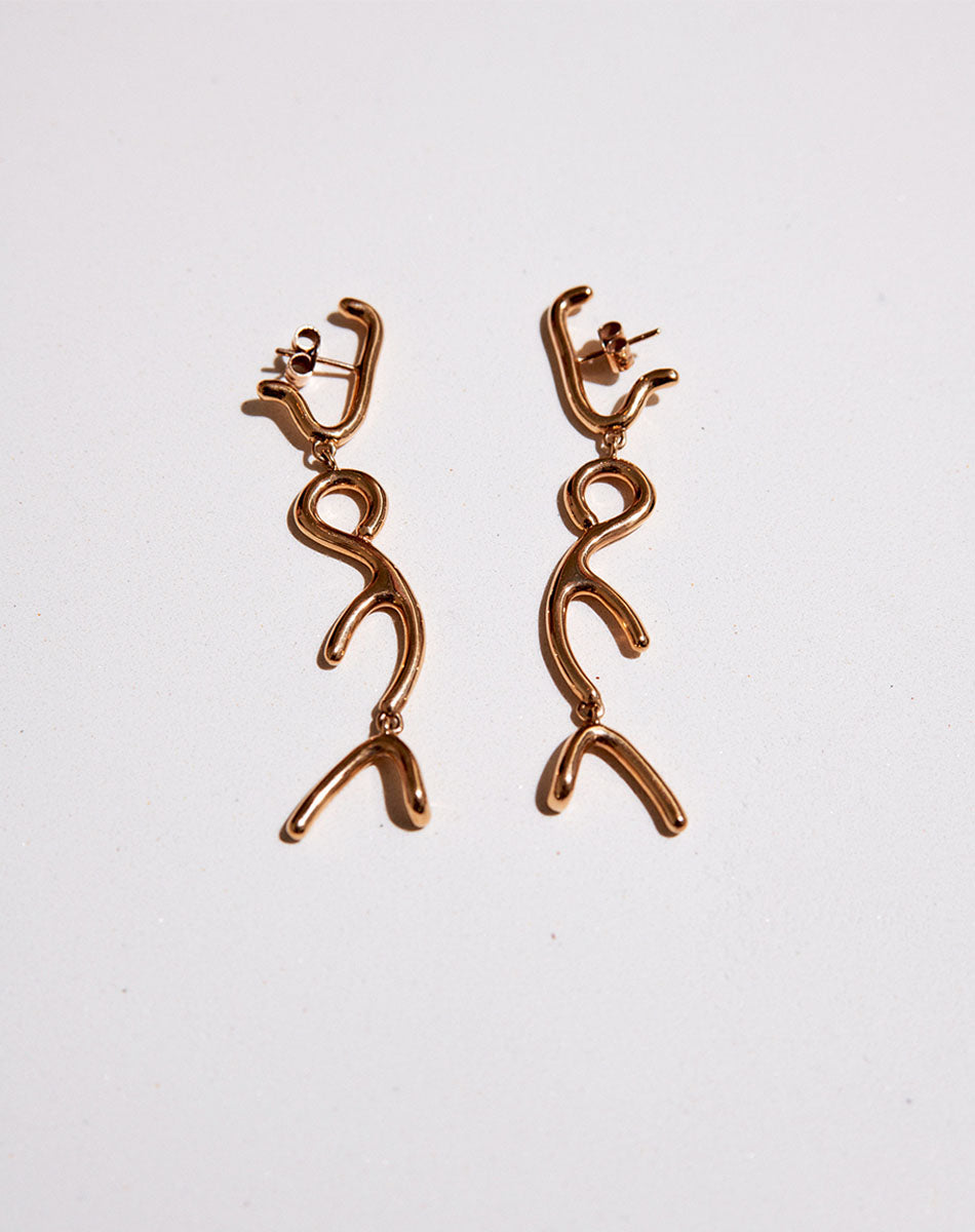 Sculpture Tiered Drop Earrings | 9ct Solid Gold