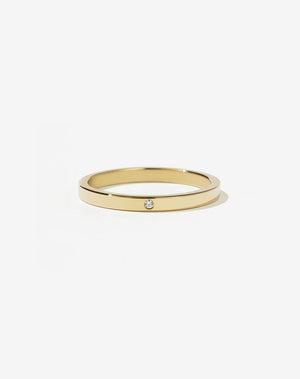 2mm Band with Stone | 18ct Yellow Gold