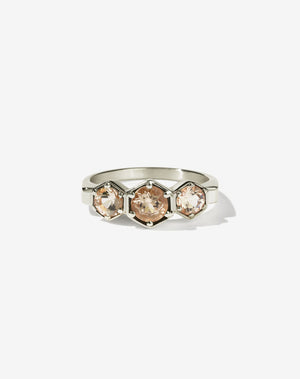 3 Hexagon Stone Ring | 9ct White Gold