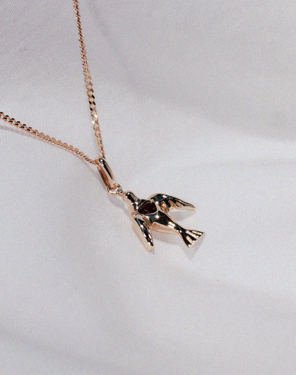 Dove Heart Charm Necklace | 9ct Solid Gold