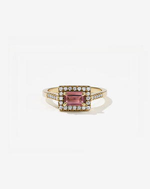 Arizona Ring Petite Pink Tourmaline with White Diamond | 9ct Yellow Gold