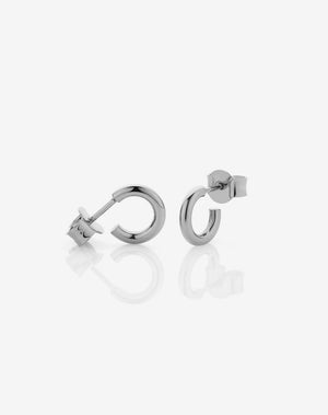 Halo Hoop Earrings Small | Sterling Silver