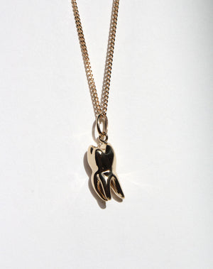 Tooth Charm Necklace Large | 9ct Yellow Gold