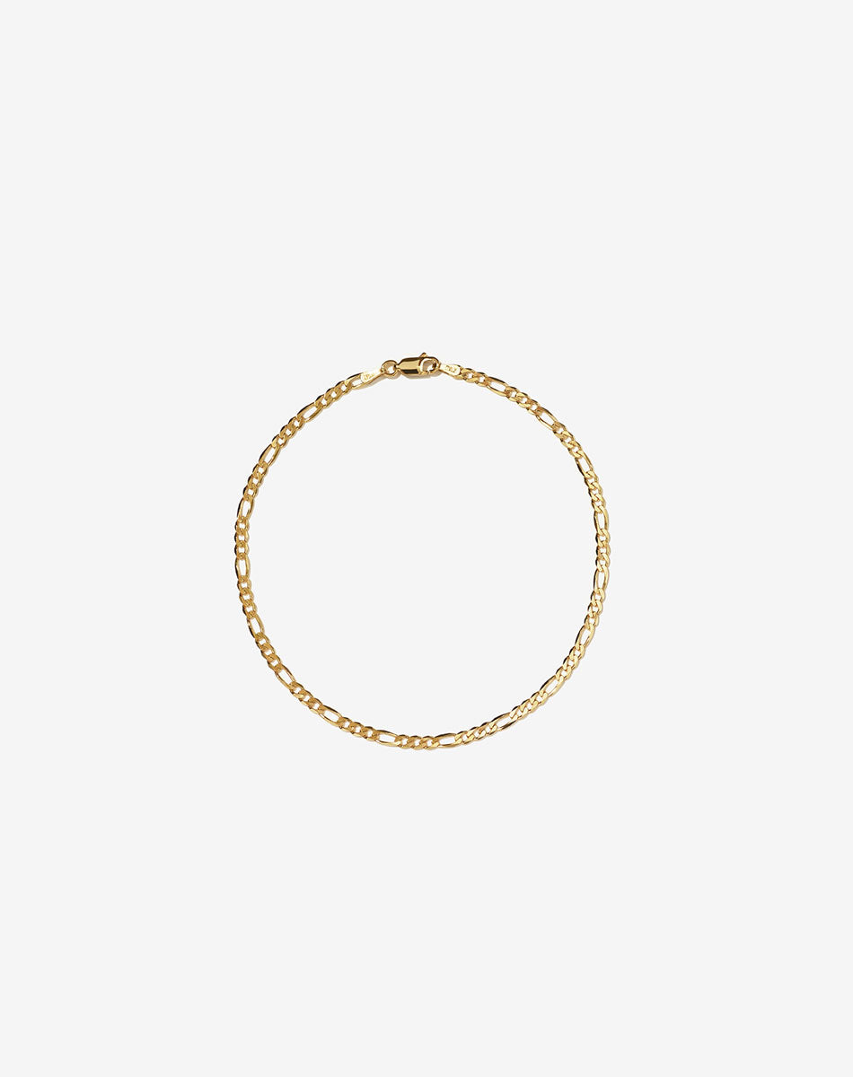 Figaro Fine Chain Bracelet | 23k Gold Plated