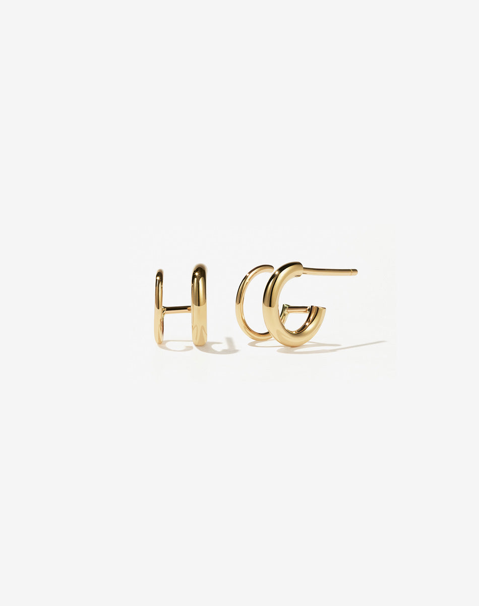 Double cuff gold plated earrings